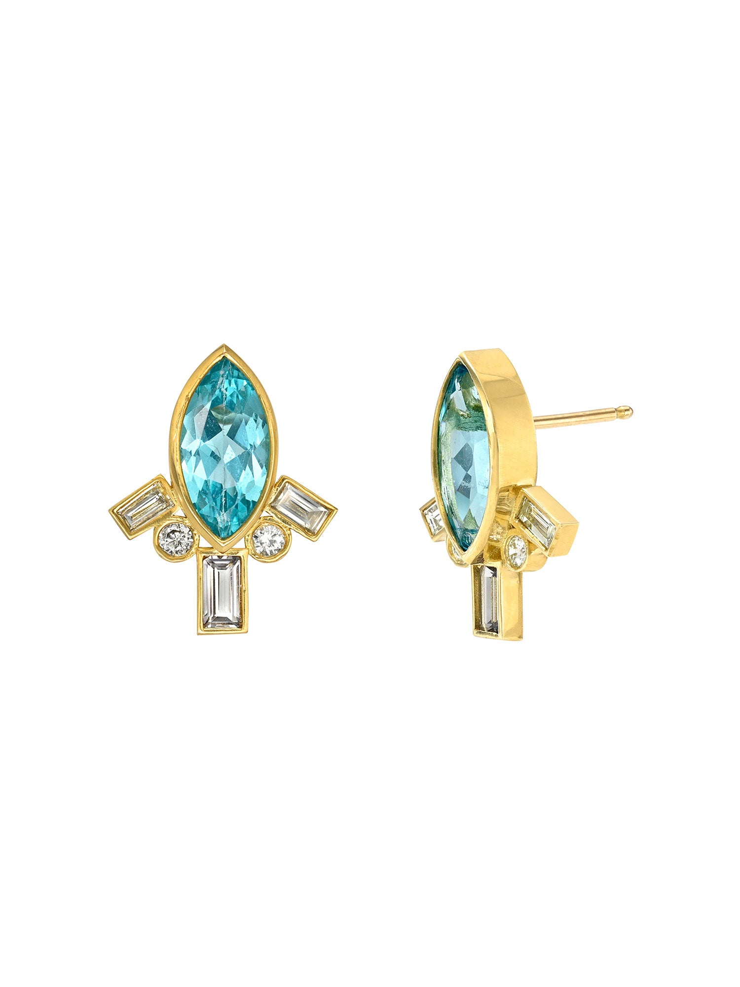 'Blue Rocket Ship' - Earrings