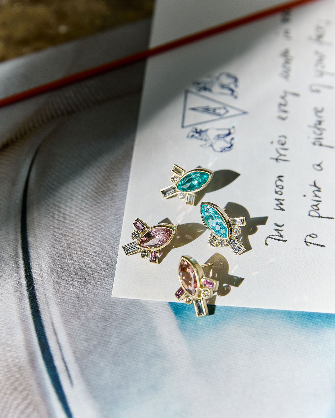 'Blue Rocket Ship' - Earrings